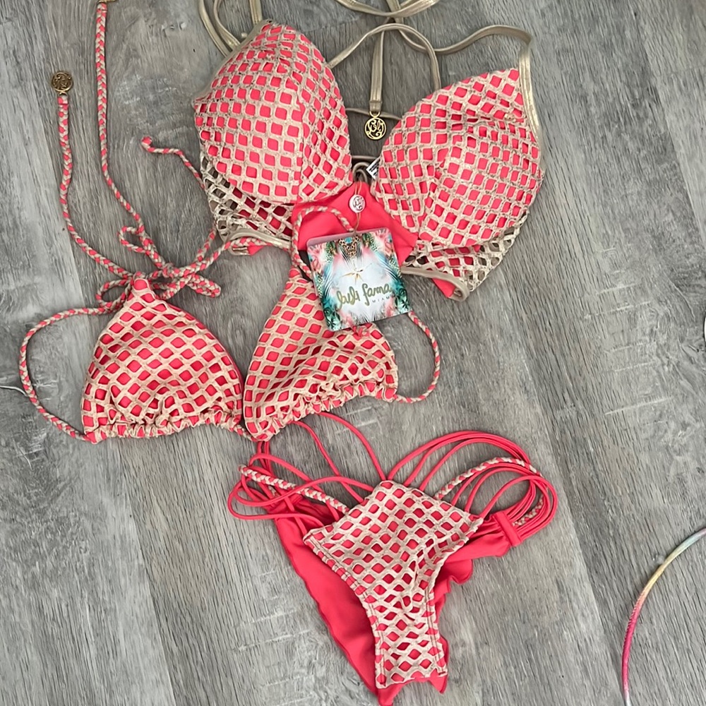 Gold fire coral bathing suit